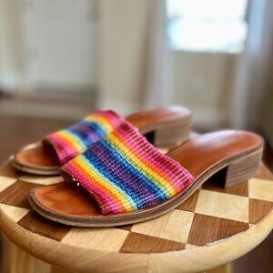 Lucky Brand Rainbow Woven Slide Sandals